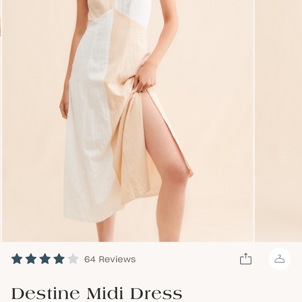 Destine Cream and Tan Midi Dress